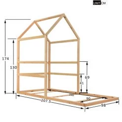 MODERNLUXE Lit Cabane 90x200cm Lit Enfant En Bois De Pin Couleur Naturelle -Lit enfant Soldes Boutique 64757034 4