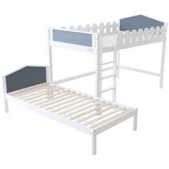 MODERNLUXE Lit Superposé Convertible 120x200/90x200 Cm Lit Enfant En Pin Massif Avec Sommier à Lattes -Lit enfant Soldes Boutique 64757035 3