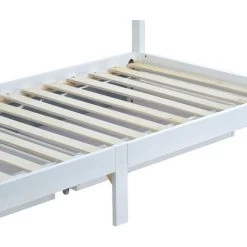 MODERNLUXE Lit Cabane Lit Enfant 90x200cm Avec 2 Tiroirs Amovibles En Bois Massif Cadre De Lit Enfant Blanc -Lit enfant Soldes Boutique 64757288 5