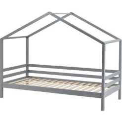 MODERNLUXE Lit Superposé Avec Toboggan Lit Cabane Enfant Cadre De Lit Convertible En Bois Massif Avec Sommier à Lattes 90 X 200 Cm, Gris 8 MODERNLUXE Lit Superposé Avec Toboggan Lit Cabane Enfant Cadre De Lit Convertible En Bois Massif Avec Sommier à Lattes 90 X 200 Cm, Gris -Lit enfant Soldes Boutique 64757495 4