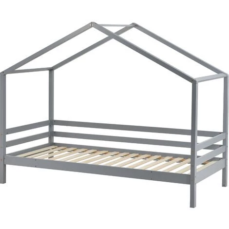 MODERNLUXE Lit Superposé Avec Toboggan Lit Cabane Enfant Cadre De Lit Convertible En Bois Massif Avec Sommier à Lattes 90 X 200 Cm, Gris 4 MODERNLUXE Lit Superposé Avec Toboggan Lit Cabane Enfant Cadre De Lit Convertible En Bois Massif Avec Sommier à Lattes 90 X 200 Cm, Gris – Image 4