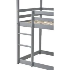 MODERNLUXE Lit Superposé Avec Toboggan Lit Cabane Enfant Cadre De Lit Convertible En Bois Massif Avec Sommier à Lattes 90 X 200 Cm, Gris 9 MODERNLUXE Lit Superposé Avec Toboggan Lit Cabane Enfant Cadre De Lit Convertible En Bois Massif Avec Sommier à Lattes 90 X 200 Cm, Gris -Lit enfant Soldes Boutique 64757495 5