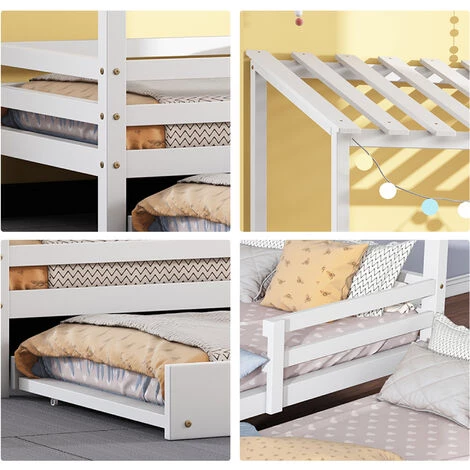 FIMEI Lit Cabane Lit Gigogne Lit D'adolescent Lit Avec Rangement Lit De Jour Lit Fonctionnel Lit 90x200 Lit Superposé Blanc 5 FIMEI Lit Cabane Lit Gigogne Lit D'adolescent Lit Avec Rangement Lit De Jour Lit Fonctionnel Lit 90x200 Lit Superposé Blanc – Image 5