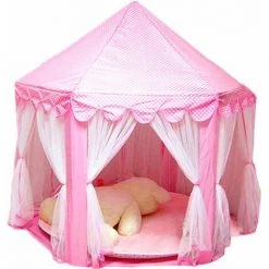 LUCKY-88 Tente De Jeu Pour Enfants Avec Guirlande D'étoiles, Château Rose Pour Enfants, Château De Tente Intérieur Et Extérieur, Cadeau D'anniversaire Pour Filles -Lit enfant Soldes Boutique 65806582 5