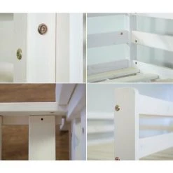 DéCOSHOP26 Lit Enfant Superposé En Bois Avec Sommier à Lattes Et Tiroir 90x200 Cm Blanc - Blante -Lit enfant Soldes Boutique 6583144 4