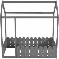 FVO Lit Enfant， Lit Cabane En Bois，lit Au Sol Cadre De ，lit 80x160 ，lit Cabane En Bois Massif ，lit Enfant Cabane Dans L'arbre， Lit Cabane En Bois Lit Ludique Bois ， Lit De Jeu En Bois （ Gris）