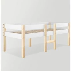 FVO Lit Pour Enfant,Lit Bébé Avec Protection Antichute, Pin Massif Protection Anti-chute - Pour Garçons Et Filles - En Bois Massif Et Plateau En Bois Blanc (no Avec Tiroir ) -Lit enfant Soldes Boutique 65884534 3