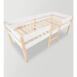 FVO Lit Pour Enfant,Lit Bébé Avec Protection Antichute, Pin Massif Protection Anti-chute - Pour Garçons Et Filles - En Bois Massif Et Plateau En Bois Blanc (no Avec Tiroir ) -Lit enfant Soldes Boutique 65884534 5