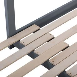 FVO Lit Maison 90x200 Lit Enfant En Bois Pour Garçons Et Filles Lit Enfant En Bois Massif Lit Convertible Au Sol Avec Lattes ，lit En Bois Pour Enfants, Avec Tableau, Sommier à Lattes, Anti-Chute, En Bois De Pin Pour Enfants(sans Matelas) (Gris) -Lit enfant Soldes Boutique 65884548 3