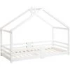 FVO Lit Cabane Pour Enfant Avec | Protection Contre Les Chutes | Lit Cabane En Bois De Pin Pour Enfants, 90 X 200 Cm Sans Matelas, Lit D'enfant Maison Avec Barreaux De ,design Maison - Construction Solide - Montage Facile ,blanc