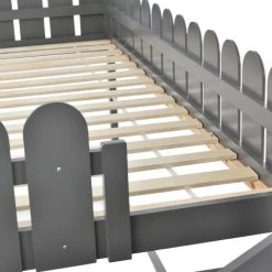 FYFAMILY Lit Superposé Enfant, Lit Cabane En Bois Avec 2 Tiroirs, Escalier Et Clôture Pour Meuble De Chambre 90 X 200 Cm Gris -Lit enfant Soldes Boutique 65990273 4