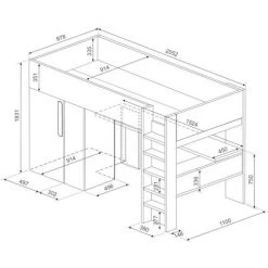 VENTE-UNIQUE.COM Lit Mezzanine NICOLAS - 90 X 200 Cm - Avec Armoire Et Bureau - Bleu Et Blanc - Bleu, Blanc 7 VENTE-UNIQUE.COM Lit Mezzanine NICOLAS - 90 X 200 Cm - Avec Armoire Et Bureau - Bleu Et Blanc - Bleu, Blanc -Lit enfant Soldes Boutique 65991795 4