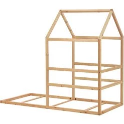 FIMEI Lit Cabane 90x200, Lit De Maison D'enfant En Pin Lit D'écurie Pour Filles & Garçons Lit D'adolescent Bois Massif Couleur Naturelle -Lit enfant Soldes Boutique 66537839 3