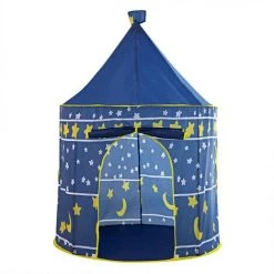 TANCYCO Tente De Jeu Pour Enfants Tente De Jeu De Château De Style Yourte Portable Tente Pour Enfants Playhouse Intérieur Extérieur Maison De Jeux Pour Enfants Pour Garçons Filles (Bleu)