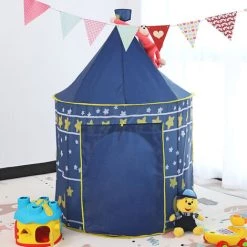 TANCYCO Tente De Jeu Pour Enfants Tente De Jeu De Château De Style Yourte Portable Tente Pour Enfants Playhouse Intérieur Extérieur Maison De Jeux Pour Enfants Pour Garçons Filles (Bleu) -Lit enfant Soldes Boutique 66805895 5