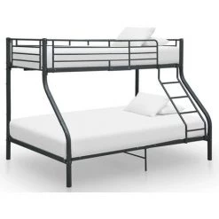 LES TENDANCES Lit Superposé Métal Laqué Noir Jazz 90 Et 140 Cm