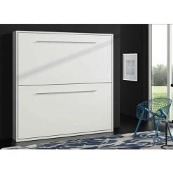 LES TENDANCES Lit Escamotable Superposé 90x190 Cm Sophia - Matelas Sans Matelas - Façade Chromé - Structure Anthracite