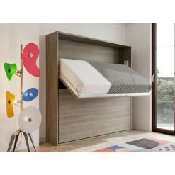 LES TENDANCES Lit Escamotable Superposé 80x180 Cm Sophia - Matelas Sans Matelas - Façade Rouge - Structure Blanche -Lit enfant Soldes Boutique 66900824 3