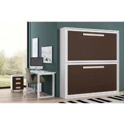 LES TENDANCES Lit Superposé Escamotable 90x180 Cm Melina - Structure Chêne 3D - Façade Chromé - Matelas Sans Matelas