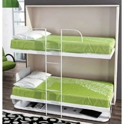 LES TENDANCES Lit Superposé Escamotable 90x180 Cm Melina - Structure Chêne 3D - Façade Chromé - Matelas Sans Matelas -Lit enfant Soldes Boutique 66901129 3