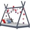 LES TENDANCES Cadre De Lit D'enfant Gris Bois De Pin Massif 70x140 Cm