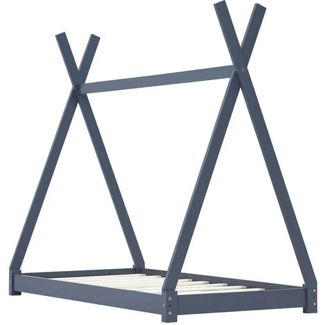 LES TENDANCES Cadre De Lit D'enfant Gris Bois De Pin Massif 70x140 Cm 2 LES TENDANCES Cadre De Lit D'enfant Gris Bois De Pin Massif 70x140 Cm – Image 2