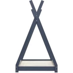 LES TENDANCES Cadre De Lit D'enfant Gris Bois De Pin Massif 70x140 Cm 8 LES TENDANCES Cadre De Lit D'enfant Gris Bois De Pin Massif 70x140 Cm -Lit enfant Soldes Boutique 66906224 4