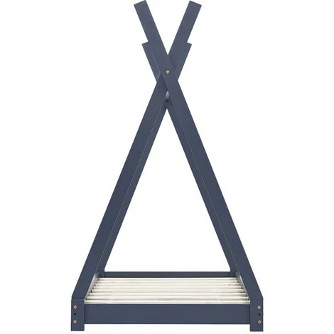 LES TENDANCES Cadre De Lit D'enfant Gris Bois De Pin Massif 70x140 Cm 4 LES TENDANCES Cadre De Lit D'enfant Gris Bois De Pin Massif 70x140 Cm – Image 4