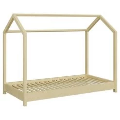 LES TENDANCES Lit Cabane Naturel 90x200 Cm Avec Sommier En Bois