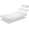 DORMALIT Pack Matelas 80X130 CARAMEL LIT ENFANT, Epaisseur 11 CM + 1 Oreiller A Memoire 80x35 + 1 Protege Matelas 80x130