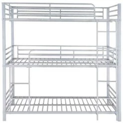 VENTE-UNIQUE.COM Lits Superposés Triple - 3 X 90 X 190 Cm - Métal - Argent - ELOUAN III - Argenté 8 VENTE-UNIQUE.COM Lits Superposés Triple - 3 X 90 X 190 Cm - Métal - Argent - ELOUAN III - Argenté -Lit enfant Soldes Boutique 67264067 4