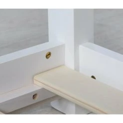 DéCOSHOP26 Lit Pour Enfant En Forme De Maison En Bois Blanc Avec Sommier à Lattes - Or -Lit enfant Soldes Boutique 8882157 4