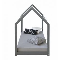 DéCOSHOP26 Lit Pour Enfant En Forme De Maison En Bois Gris Avec Sommier à Lattes - Or -Lit enfant Soldes Boutique 8882158 3
