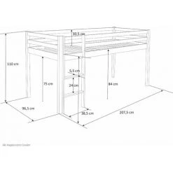 DéCOSHOP26 Lit Mezzanine Pour Enfant 90x200cm Avec échelle En Bois Gris - Gris 8 DéCOSHOP26 Lit Mezzanine Pour Enfant 90x200cm Avec échelle En Bois Gris - Gris -Lit enfant Soldes Boutique 9673435 4