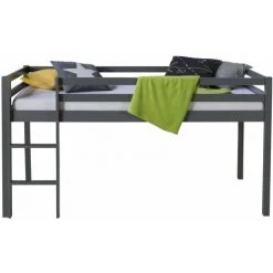 DéCOSHOP26 Lit Mezzanine Pour Enfant 90x200cm Avec échelle En Bois Gris - Gris 9 DéCOSHOP26 Lit Mezzanine Pour Enfant 90x200cm Avec échelle En Bois Gris - Gris -Lit enfant Soldes Boutique 9673435 5