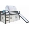 DéCOSHOP26 Lit Mezzanine 90x200cm Avec échelle Toboggan En Bois Gris Avec Tissu étoile Et Tunnel - Gris