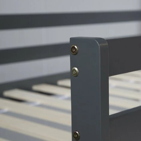 DéCOSHOP26 Lit Mezzanine 90x200cm Avec échelle Toboggan En Bois Gris Avec Tissu étoile Et Tunnel - Gris 5 DéCOSHOP26 Lit Mezzanine 90x200cm Avec échelle Toboggan En Bois Gris Avec Tissu étoile Et Tunnel - Gris – Image 5