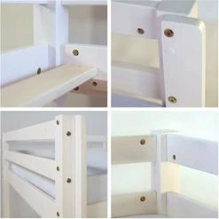 DéCOSHOP26 Lit Mezzanine Pour Enfant 90x200cm Avec échelle Toboggan En Bois Blanc Avec Tissu Gris étoile - Gris -Lit enfant Soldes Boutique 9761487 5