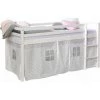 DéCOSHOP26 Lit Mezzanine 90x200cm Avec échelle En Bois Blanc Avec Tissu Gris étoile - Gris